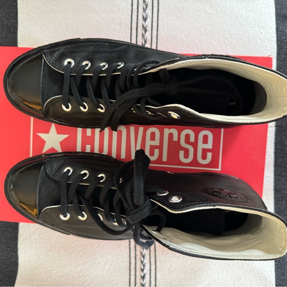 Converse Chuck 70 Black Leather High-Top Sneakers size 10.5 - Picture 6 of 8